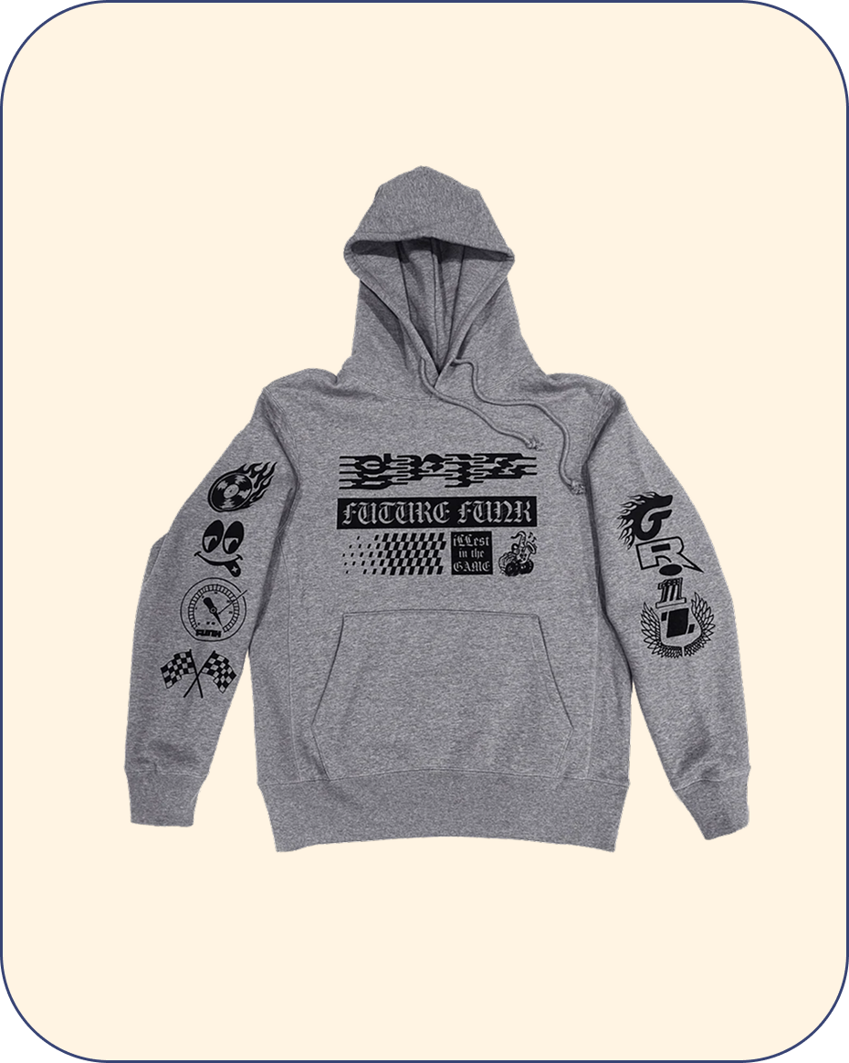 GRiZ Future Funk Pullover Hoodie in Light Heather – GRiZ Merch
