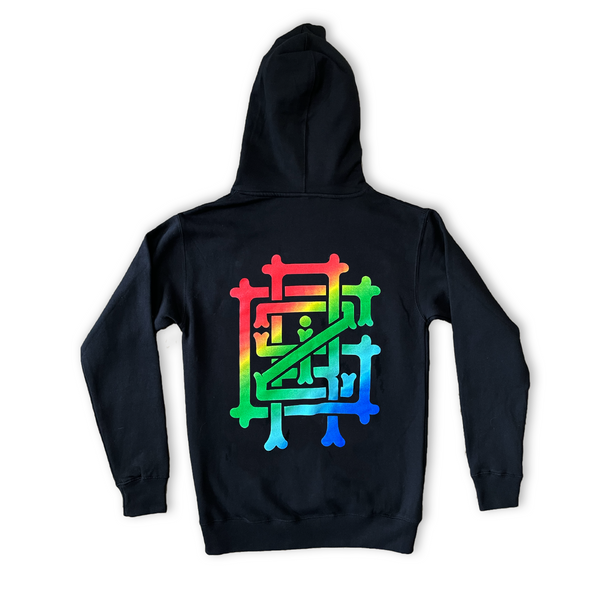 GRiZ Essentials Rainbow Swoop Logo Hoodie in Black GRiZ Official Merchandise
