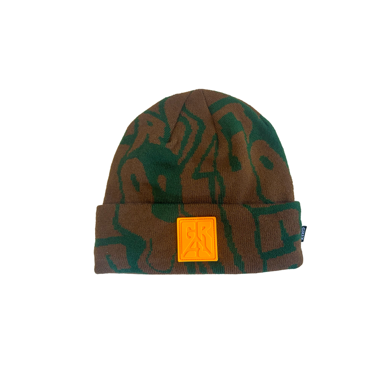 GRiZ Xerox Knit Beanie in Brown n Green