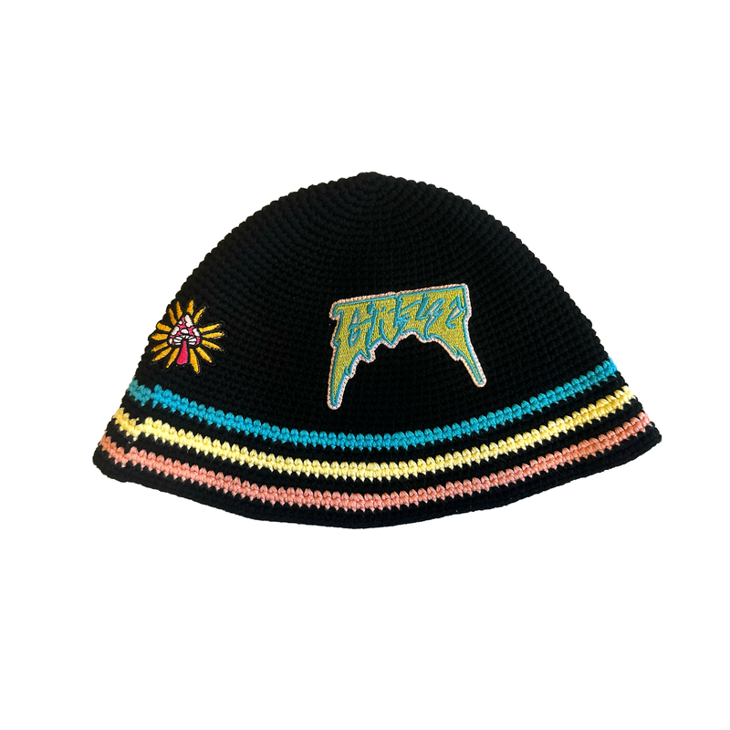 GRiZ Crochet Knit Striped Bucket Cap