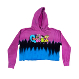 GRiZ Toon Letters Crop Hoodie in Dip-Dye Burple