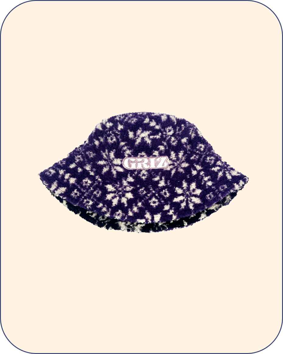 GRiZ X Grassroots Reversible Polar Fleece Bucket Hat in Blackberry
