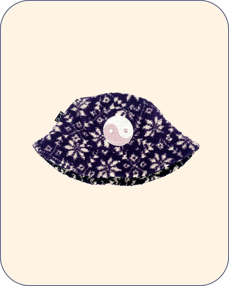 GRiZ X Grassroots Reversible Polar Fleece Bucket Hat in Blackberry