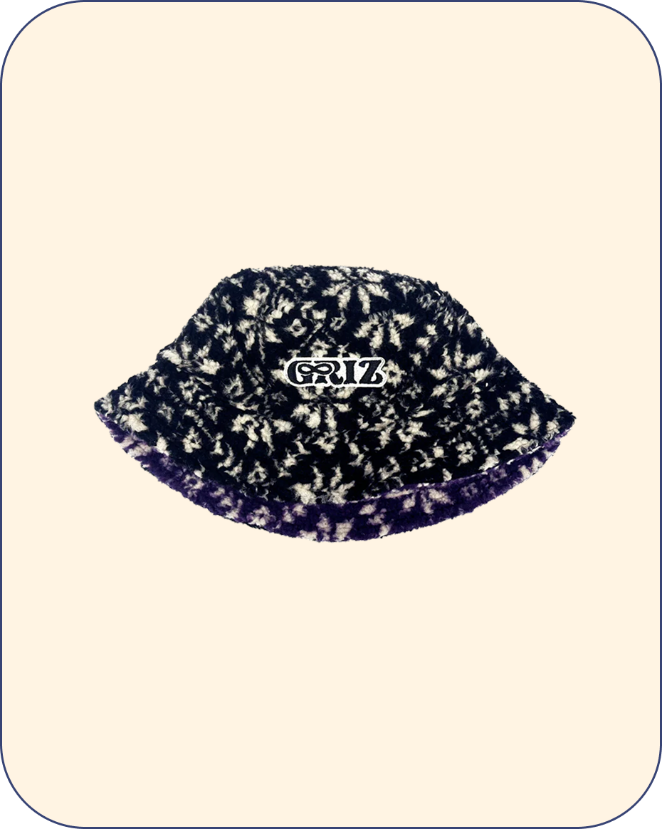 GRiZ X Grassroots Reversible Polar Fleece Bucket Hat in Blackberry