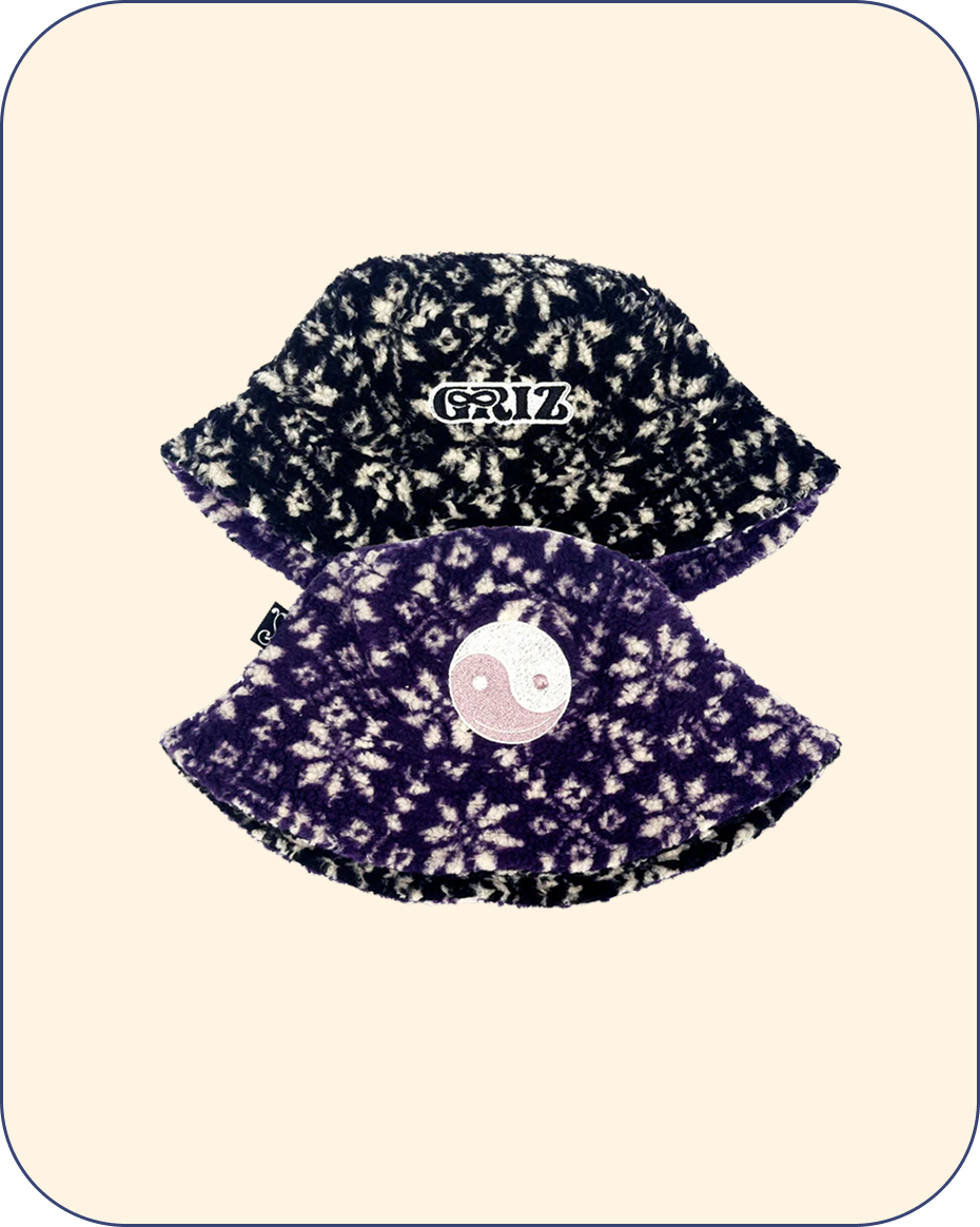 GRiZ X Grassroots Reversible Polar Fleece Bucket Hat in Blackberry