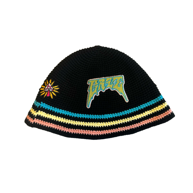 GRiZ Crochet Knit Striped Bucket Cap