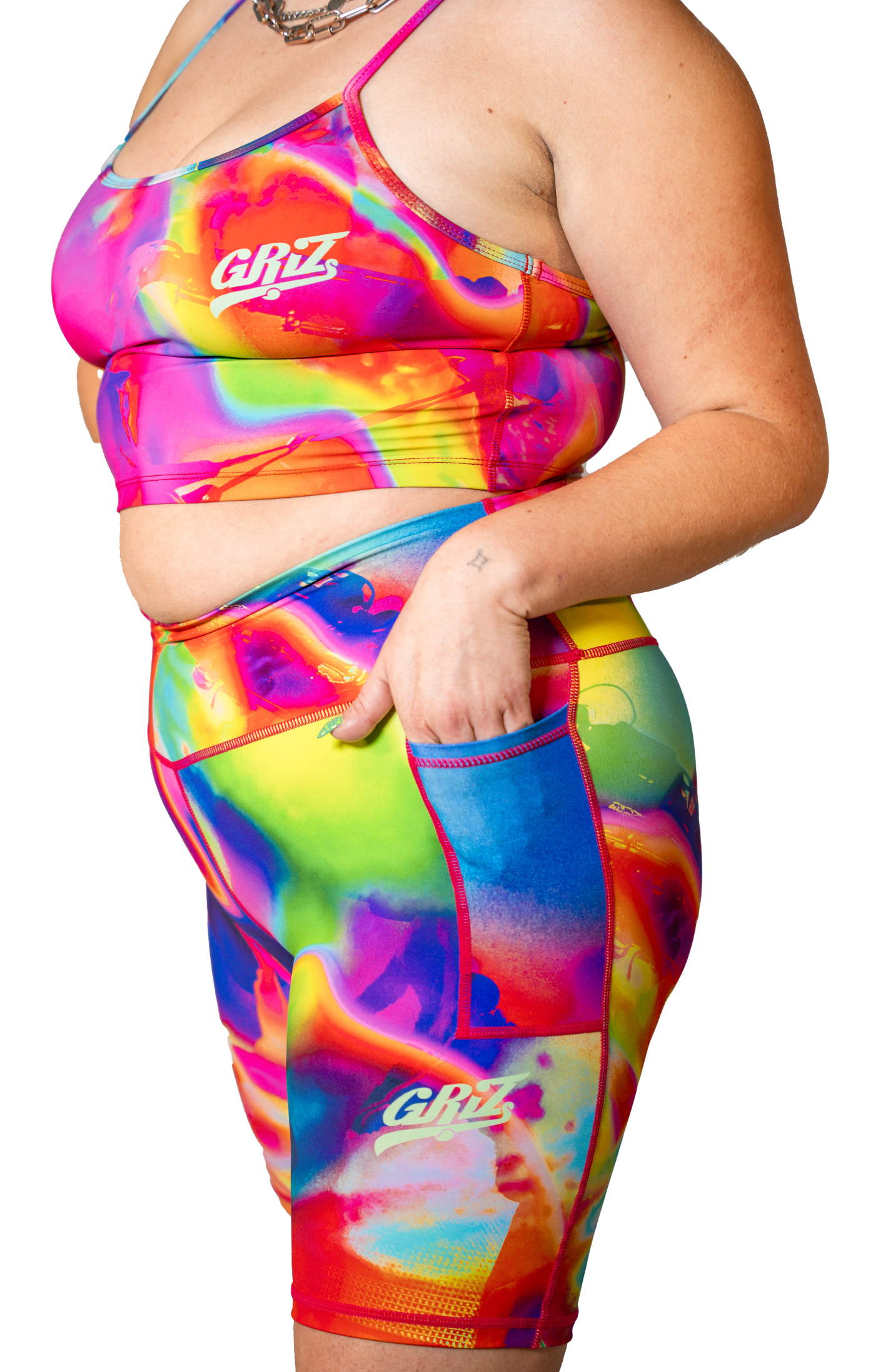 GRiZ Infra Rad Activewear Crossover Waist Bike Shorts