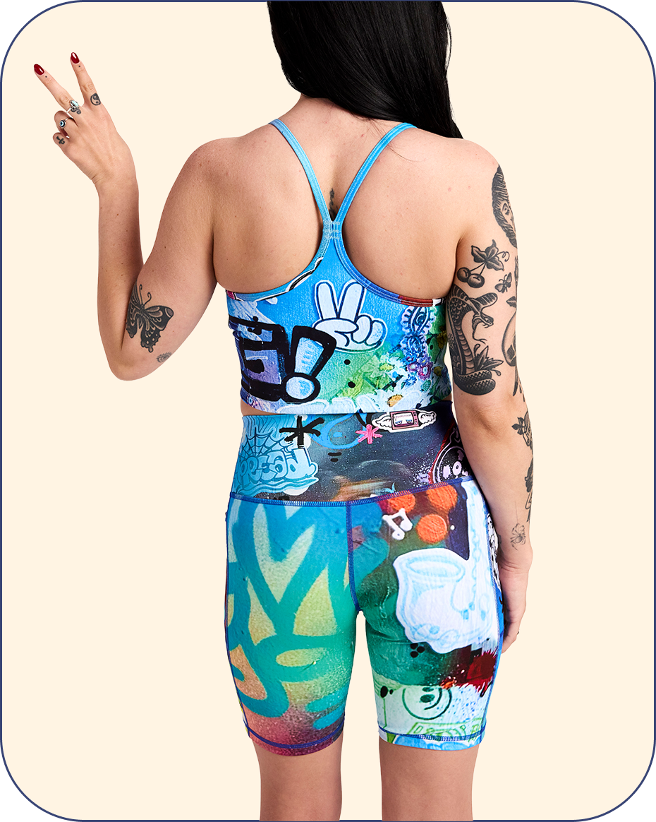 “Stay In Tune” Activewear Crossover Waist Bike Shorts