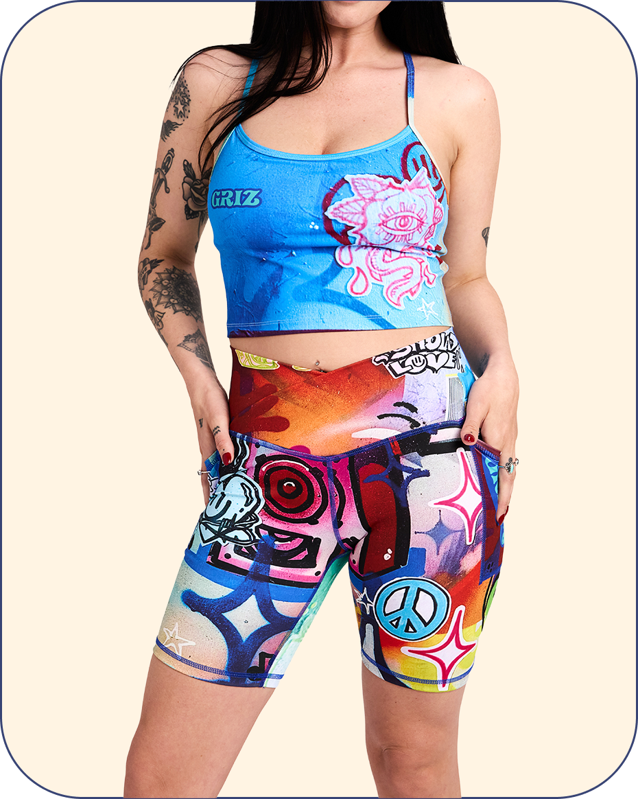 “Stay In Tune” Activewear Crossover Waist Bike Shorts