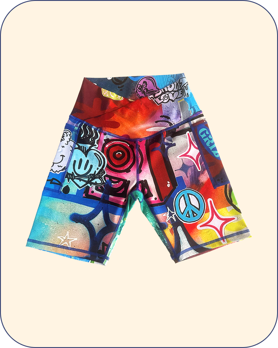 “Stay In Tune” Activewear Crossover Waist Bike Shorts
