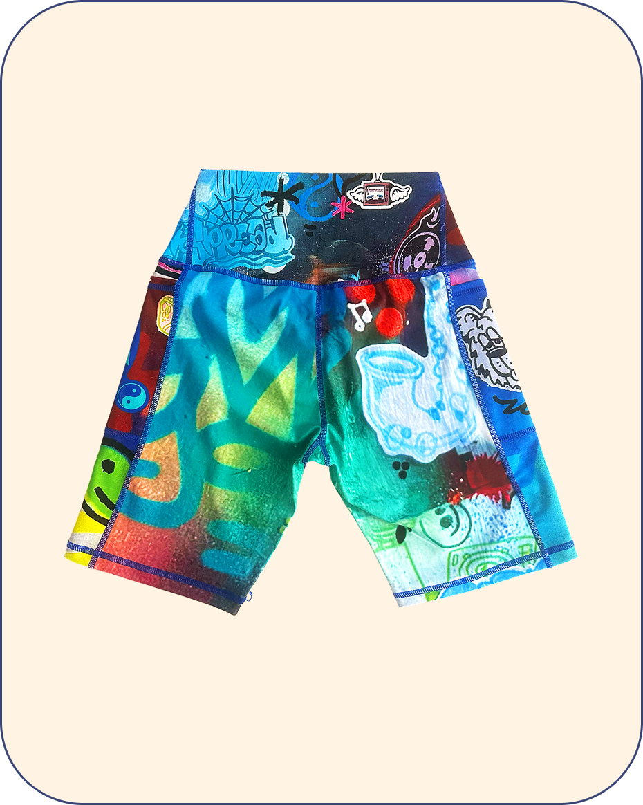 “Stay In Tune” Activewear Crossover Waist Bike Shorts
