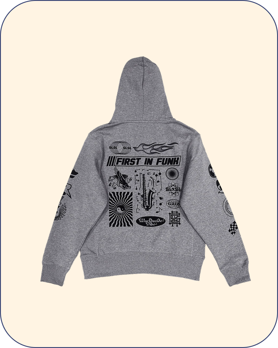 GRiZ Future Funk Pullover Hoodie in Light Heather