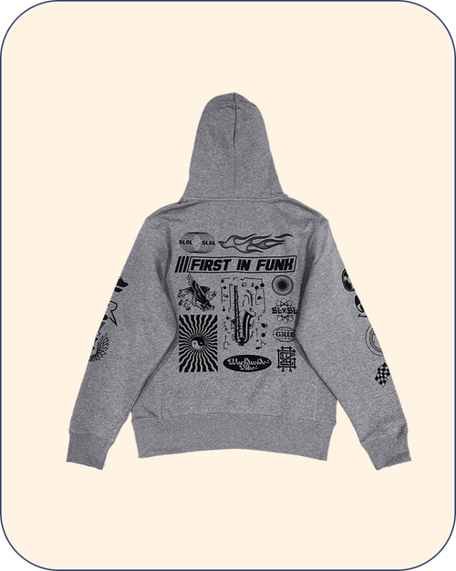GRiZ Future Funk Pullover Hoodie in Light Heather