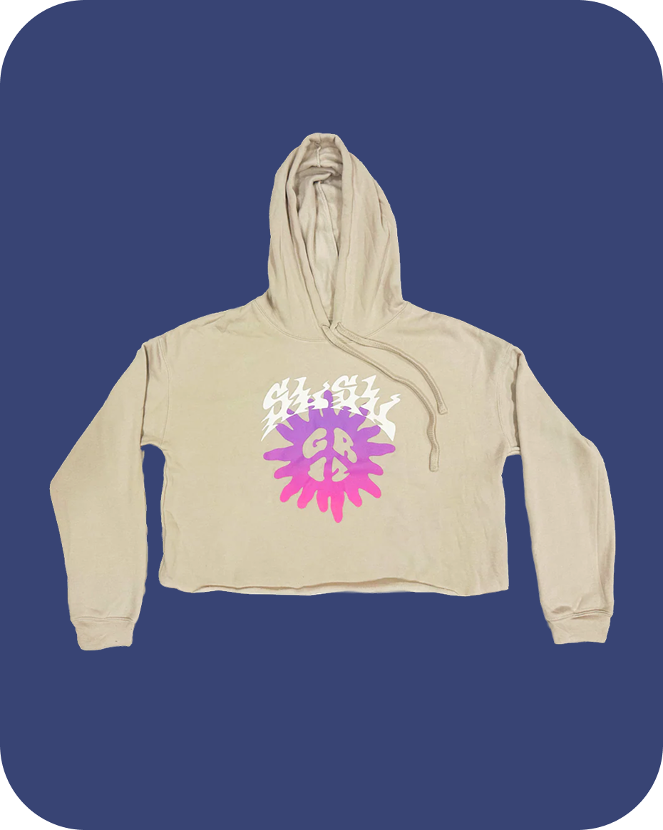 GRiZ SLSL Raw Cut Sun Tan Crop Hoodie