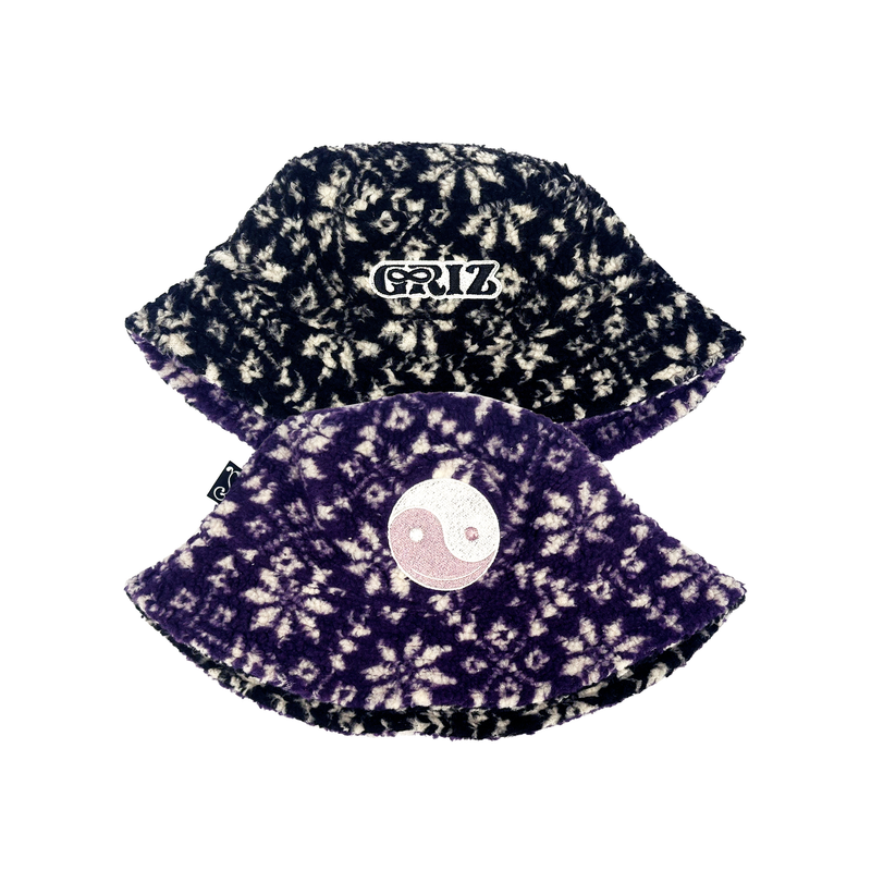 GRiZ X Grassroots Reversibel Polar Fleece Bucket Hat in Blackberry