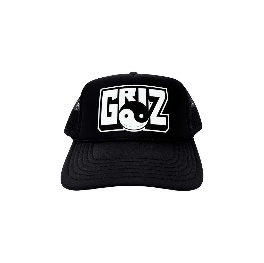GRiZ Block Print Trucker Hat in Black