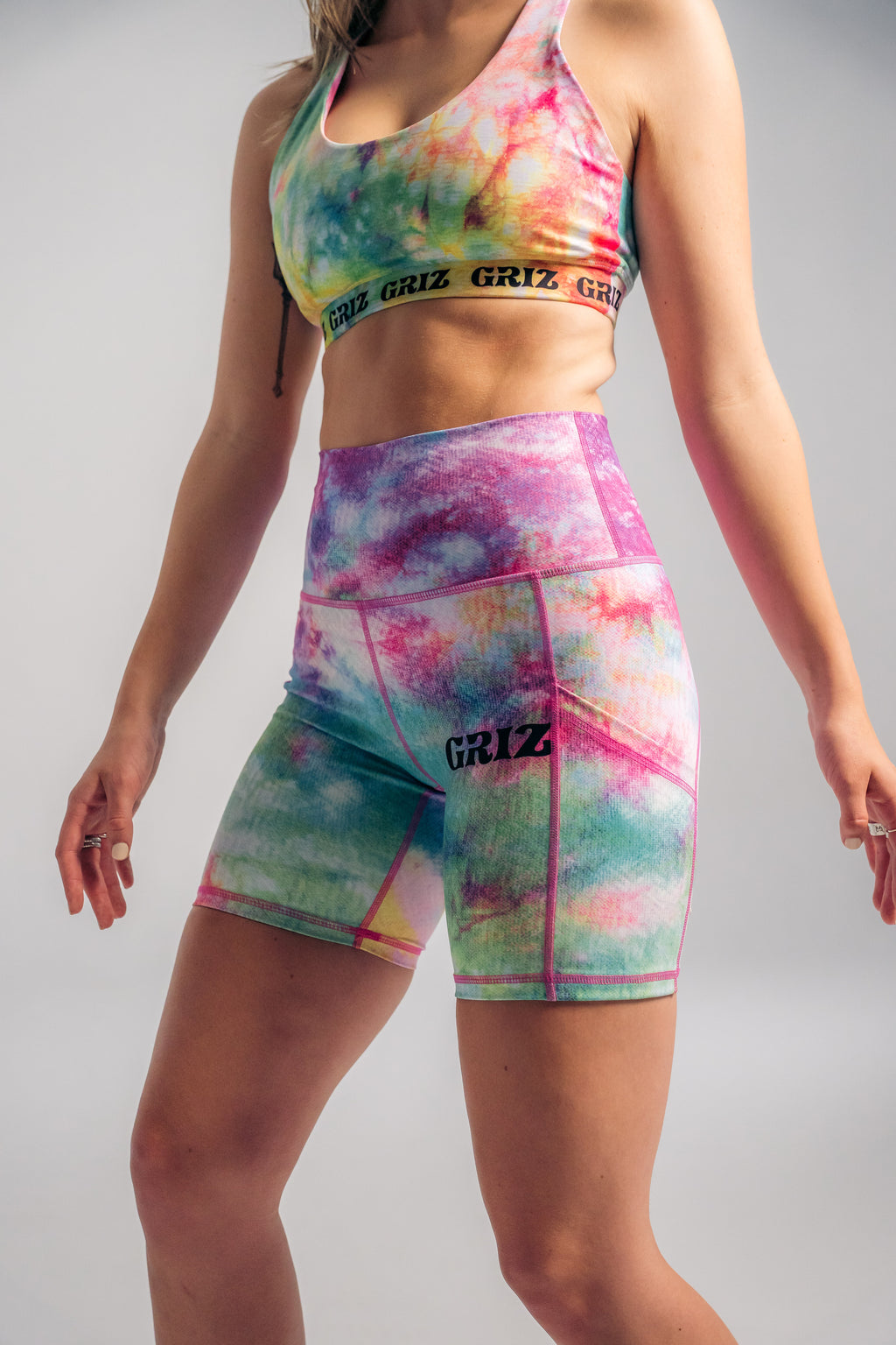 Rainbow Brain High Waisted Bike Shorts