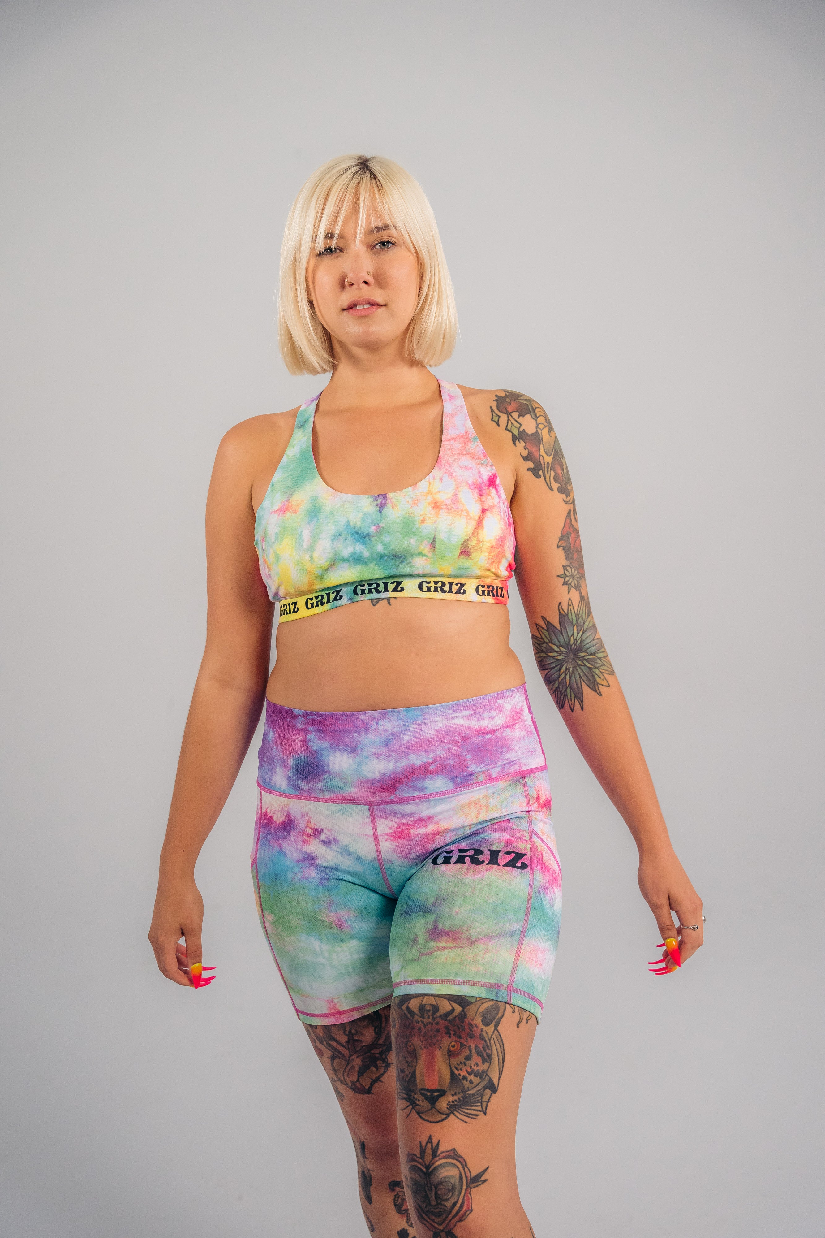 Rainbow Brain High Waisted Bike Shorts
