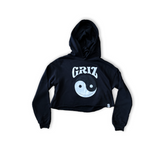 GRiZ Essentials Stacked Logo Crop Hoodie in Black